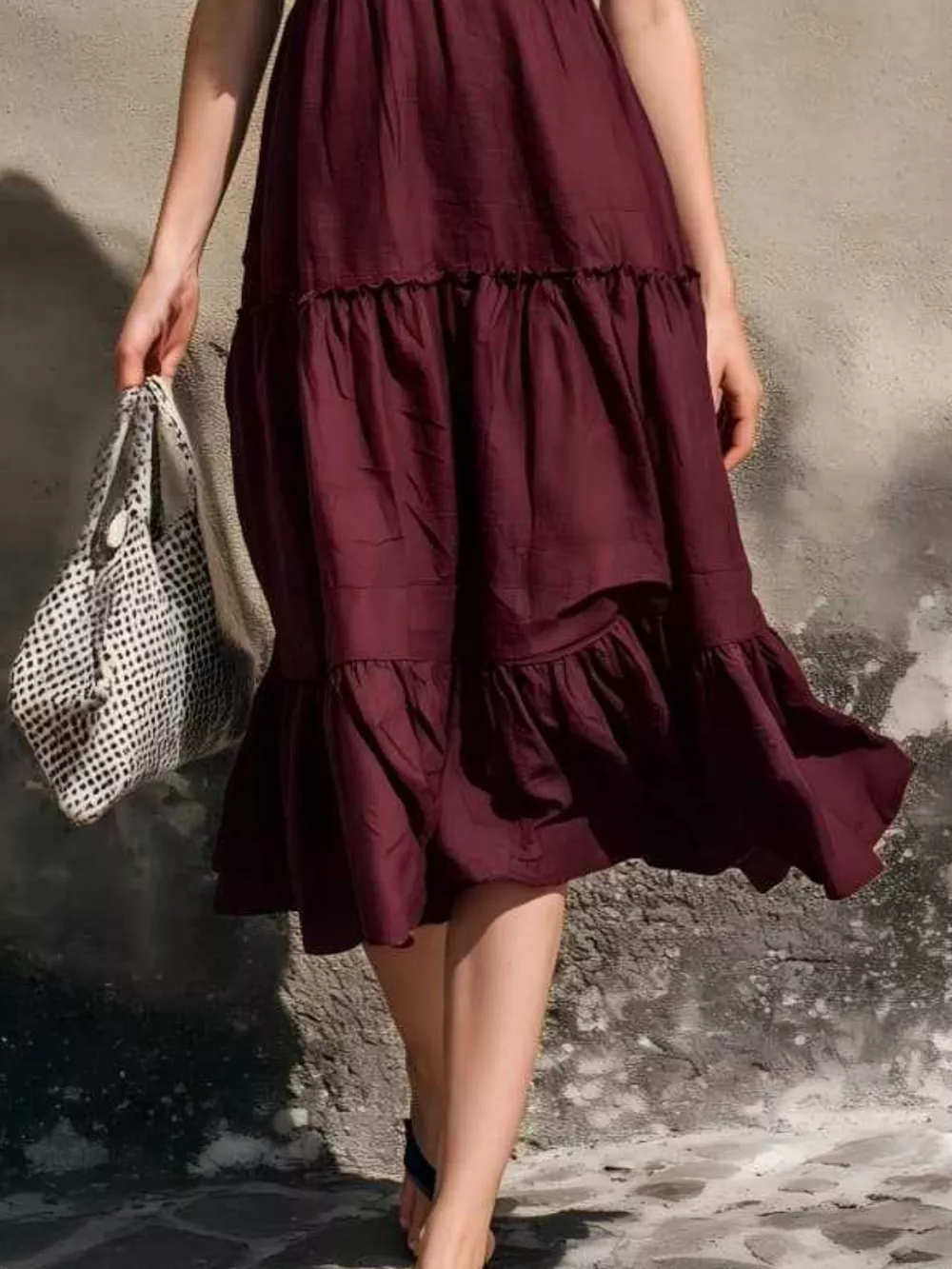 Full Size Ruffled V-Neck Tiered Midi Dress Plus Size, image 9