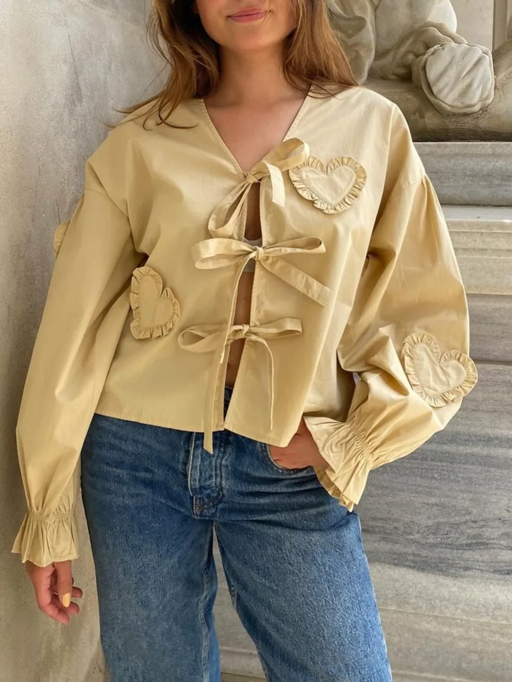 Tied Flounce Sleeve Blouse, image 2