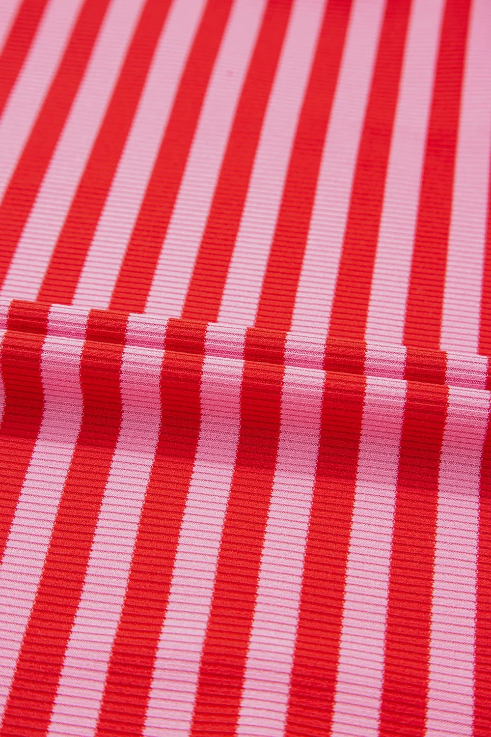 Stripe Ribbed Cap Sleeve Round Neck T Shirt, image 9