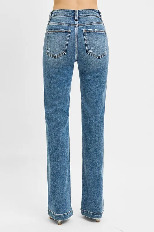 Full Size Distressed Detail Bootcut Jeans Plus Size, image 4