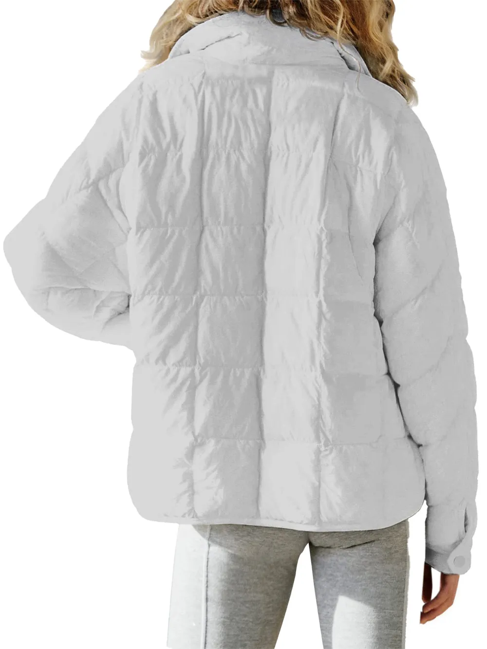 Pocketed Plaid Quilted Zip Up Winter Coat, image 19