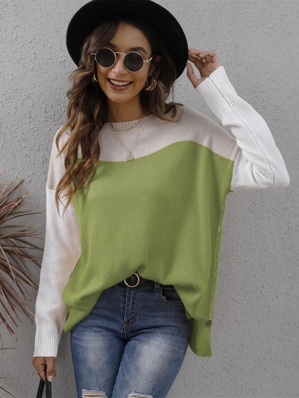 Color Block Round Neck Sweater, image 10