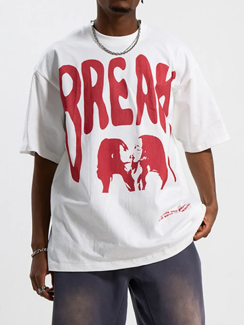 Men's Oversized Graphic Round Neck T-Shirt