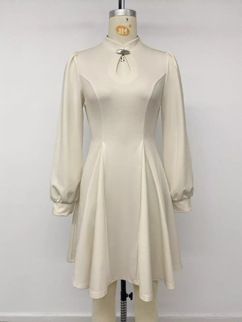 Keyhole Neckline Long Sleeve A-Line Mini Dress, image 7