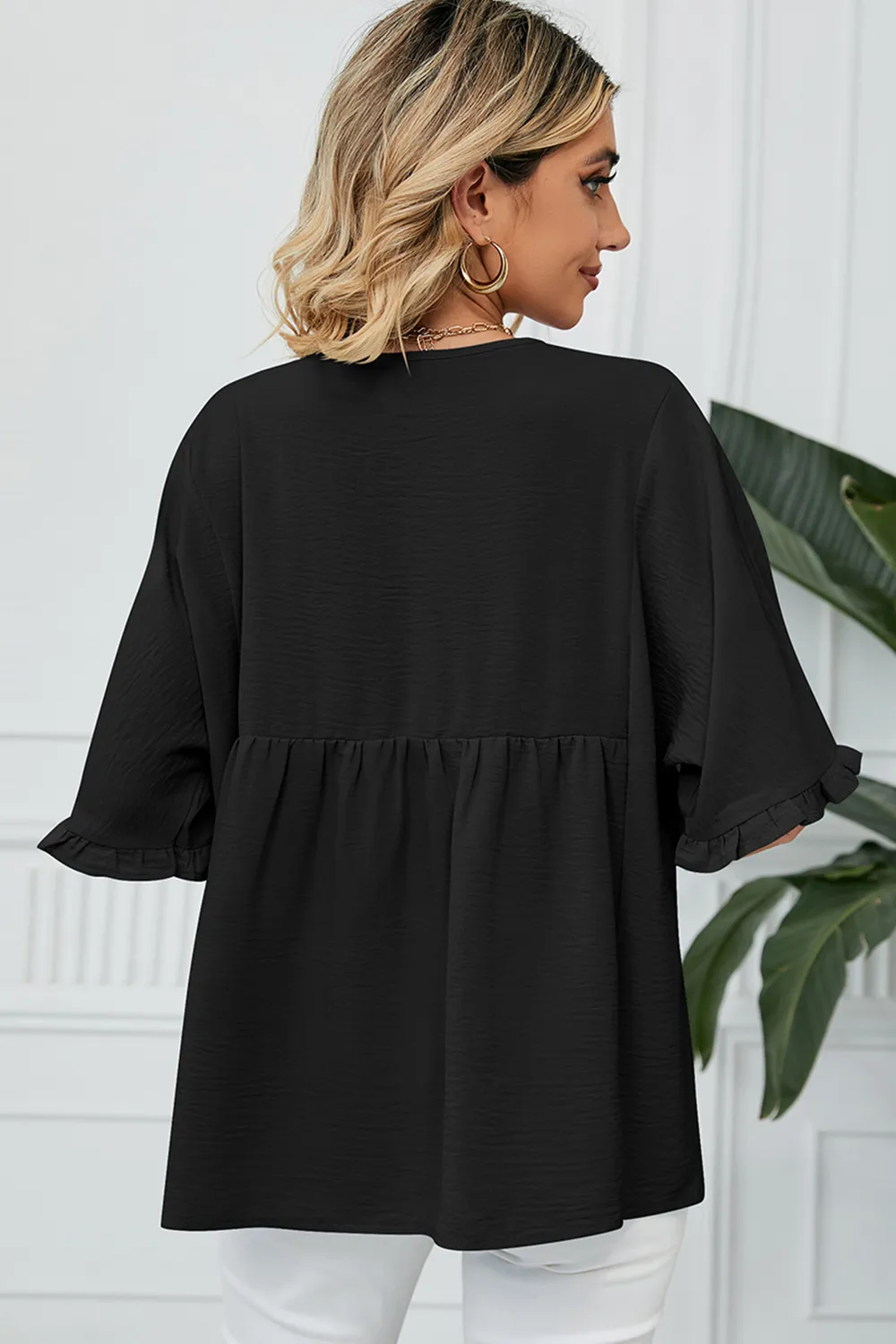 Peplum V-Neck Half Sleeve T-Shirt, image 8