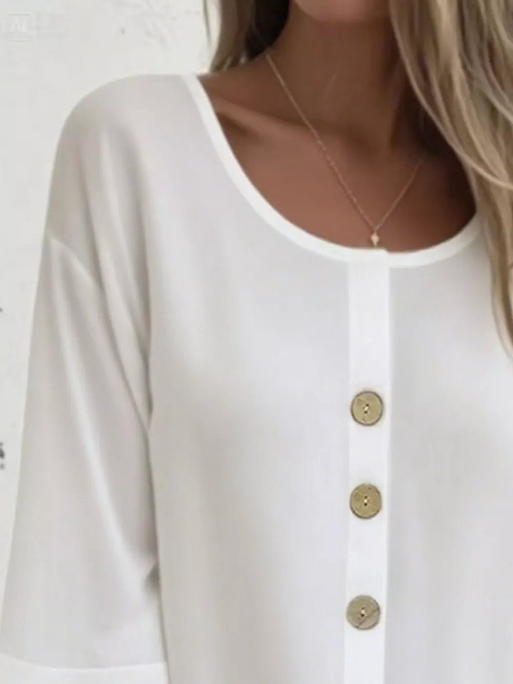 Full Size Button-Front 3/4 Sleeve Casual Blouse Plus Size, image 10
