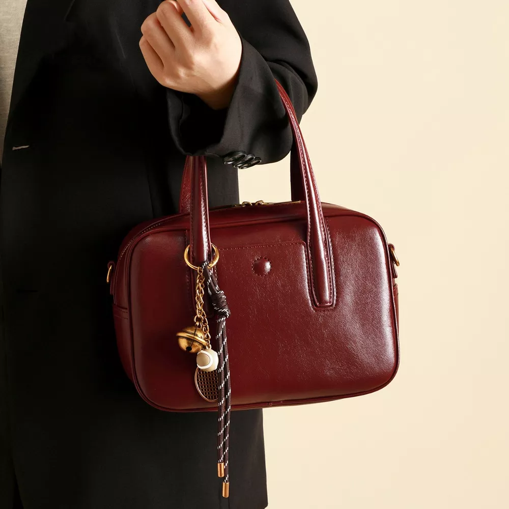 Leather Top Handle Handbag, image 4