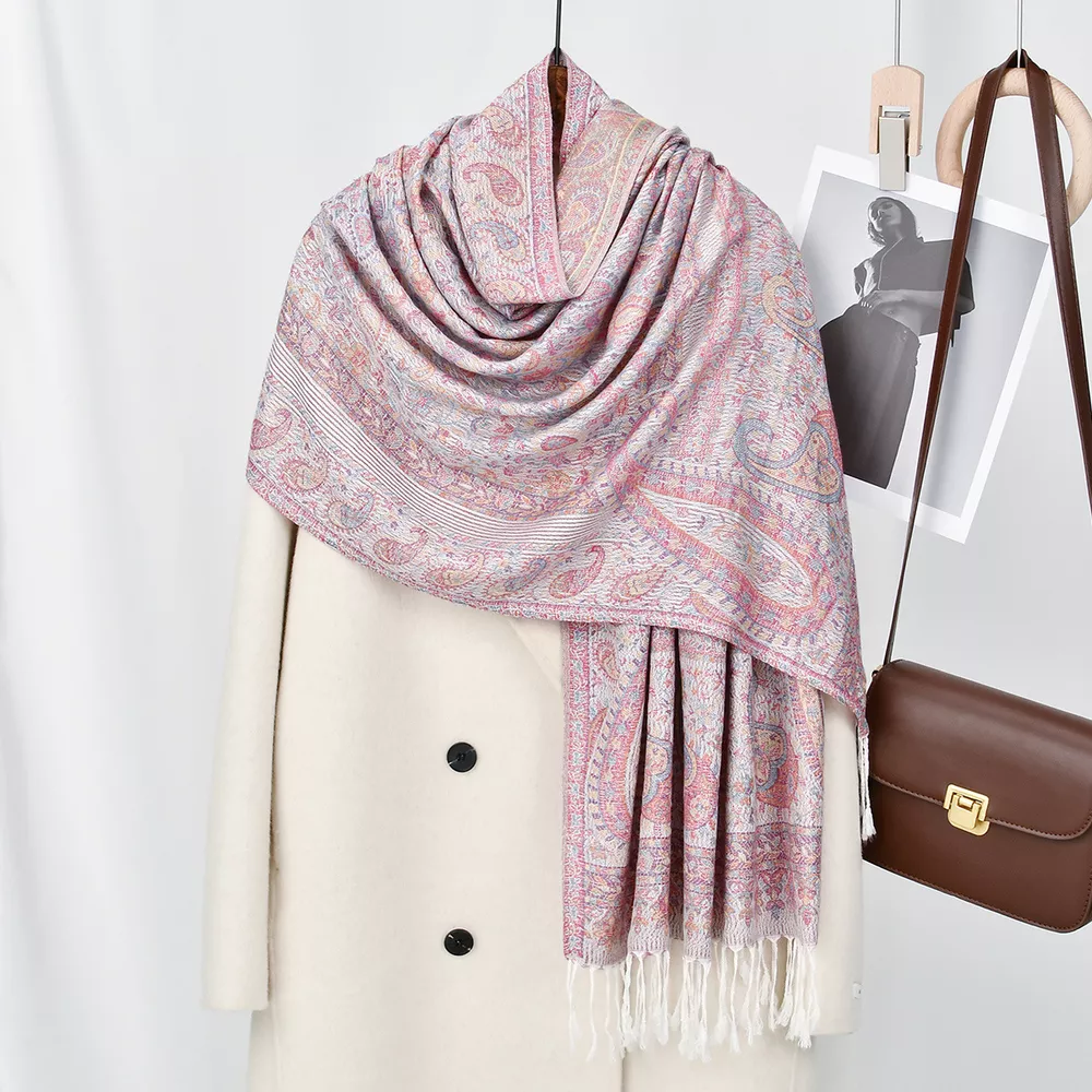 Paisley Patterned Raw Hem Scarf, image 4