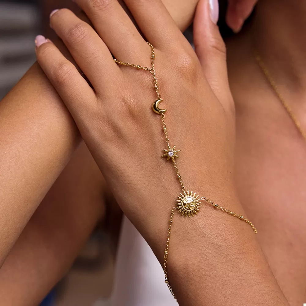 18K Gold-Plated Chain Sun Bracelet, image 5