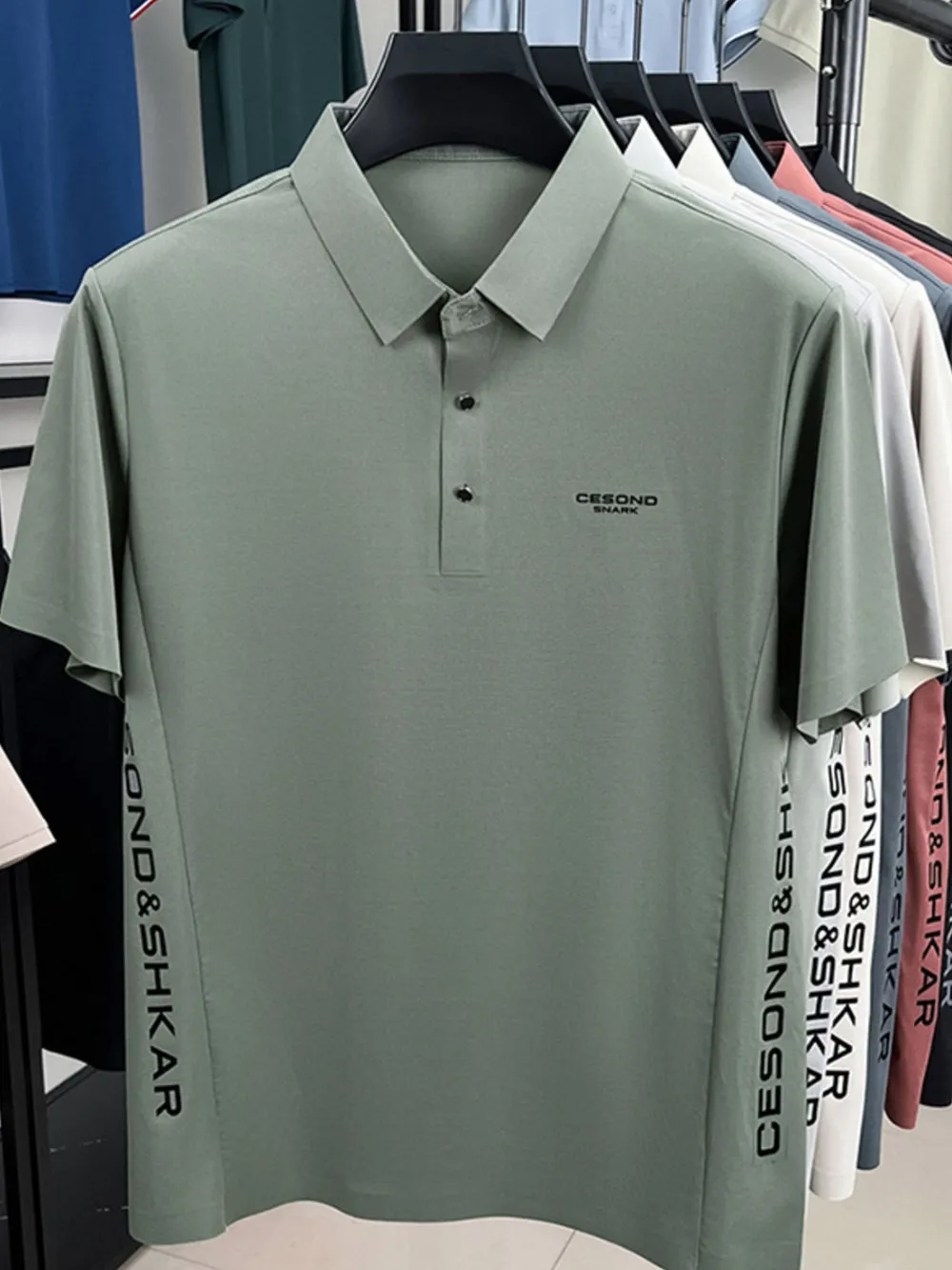 Men's Plus Size Letter Short Sleeve Polo, image 4
