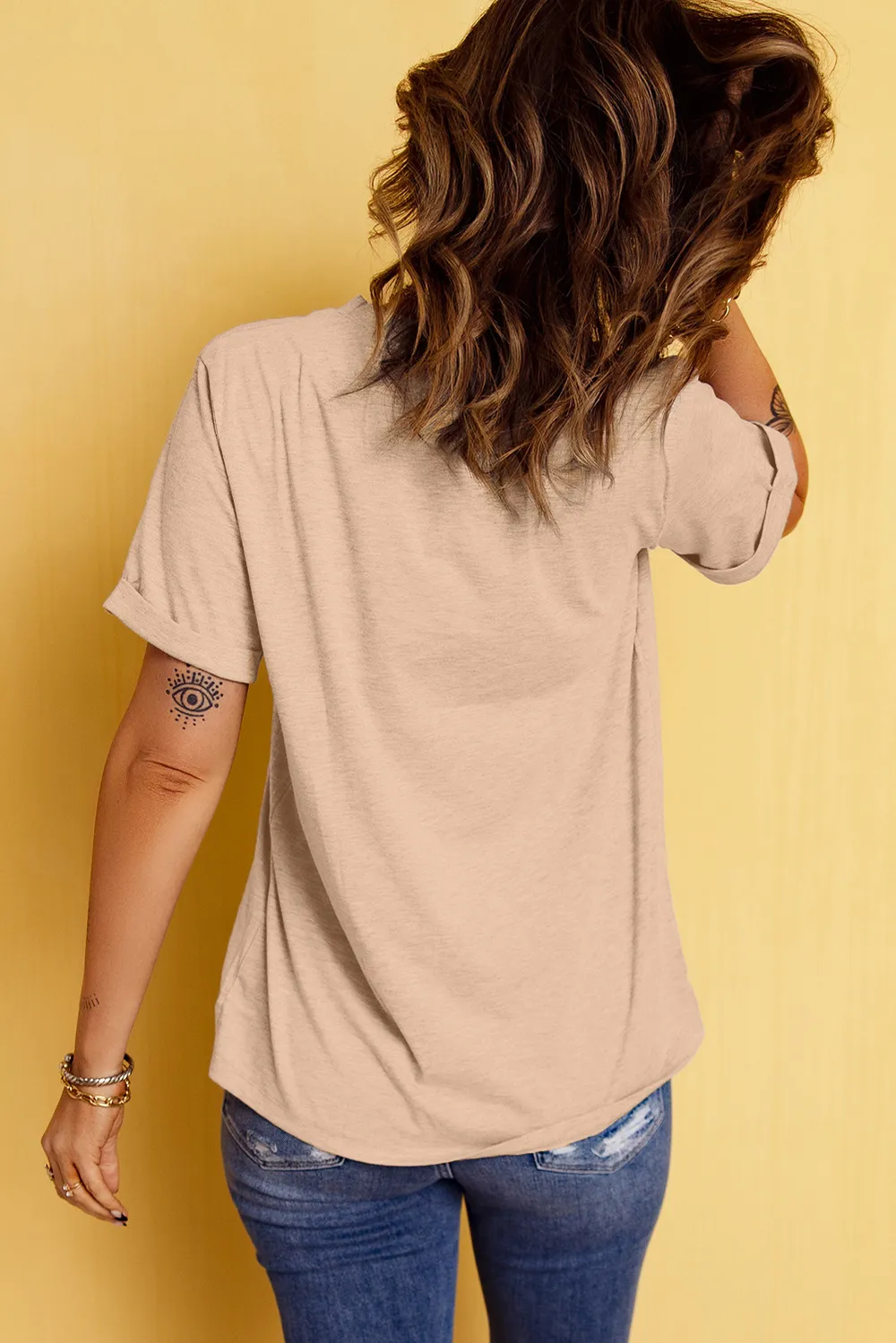 Bow Graphic Round Neck Short Sleeve T-Shirt, image 4