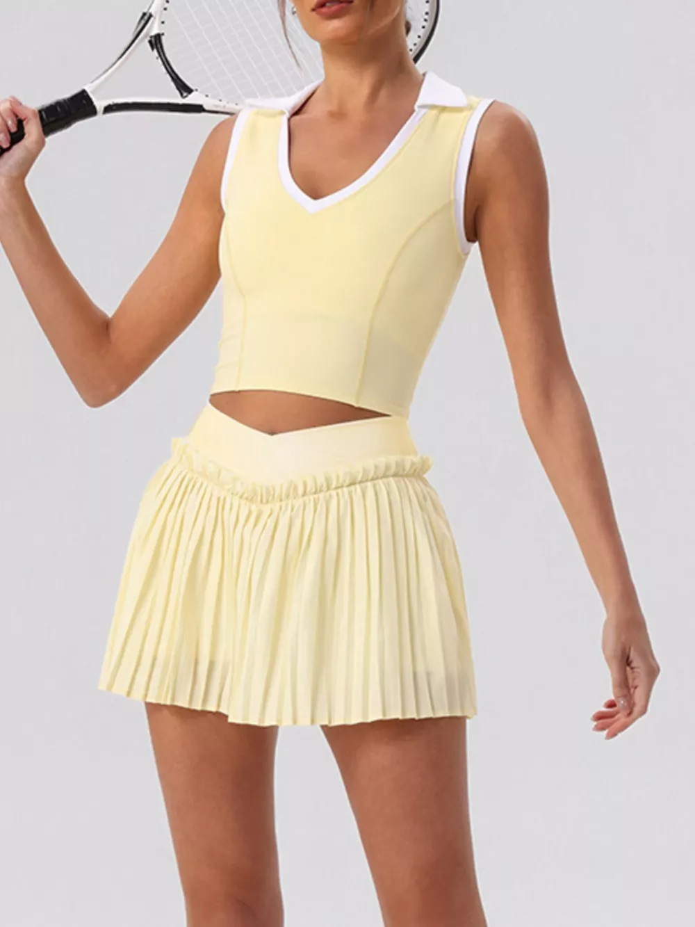 Sleeveless Top and Pleated Skirt Active Set, image 5