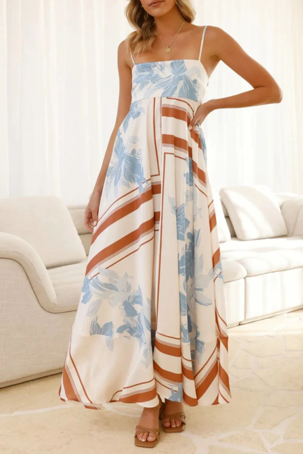 Printed Square Neck Cami Maxi Dress, image 31