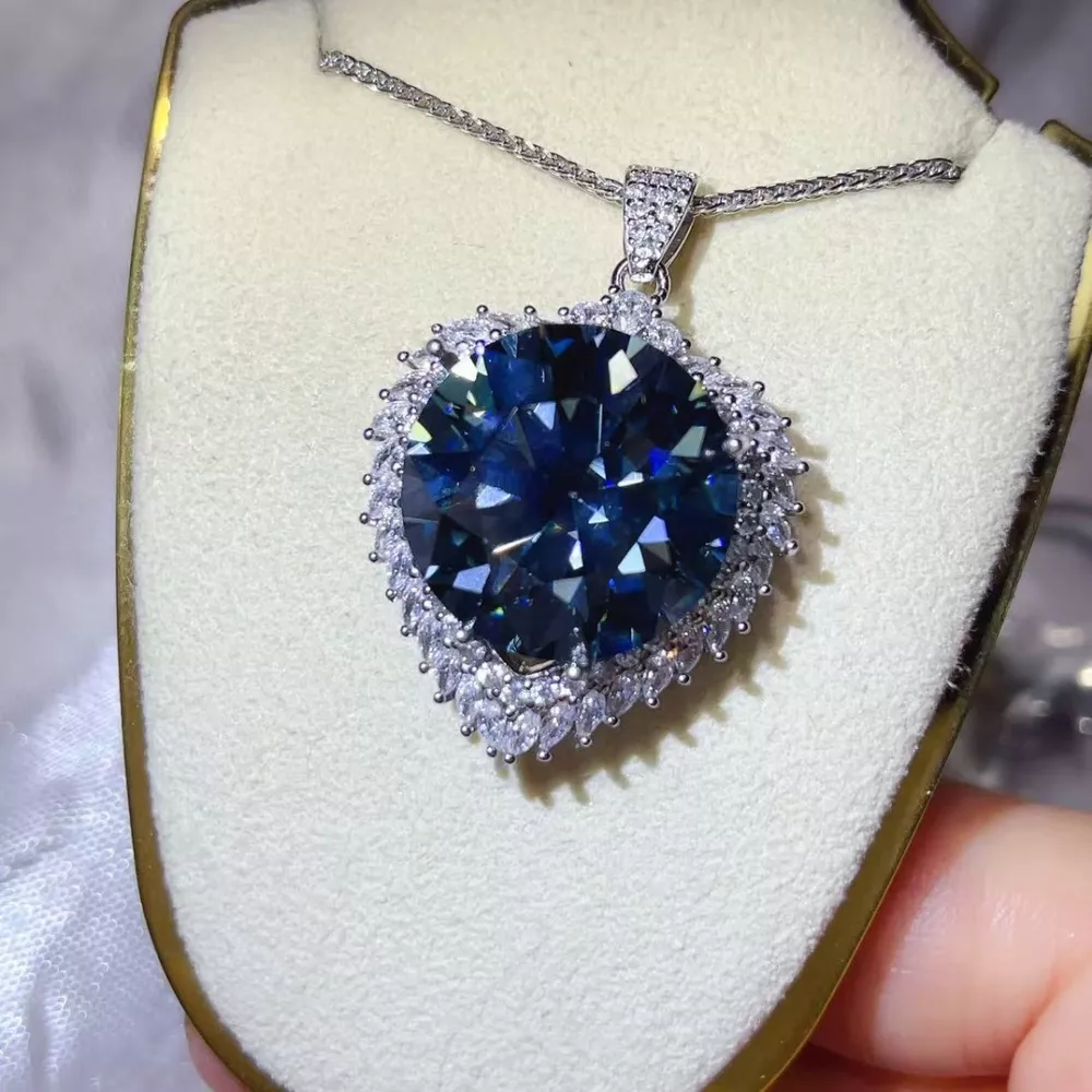 20 Carat Moissanite 925 Sterling Silver Pendant Necklace, image 2