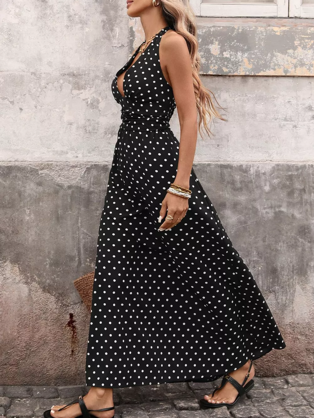 Polka Dot Halter Neck Maxi Dress, image 15