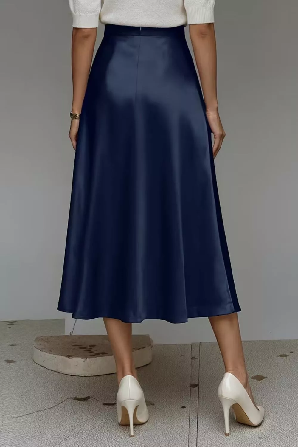Satin A-Line Midi Skirt, image 18