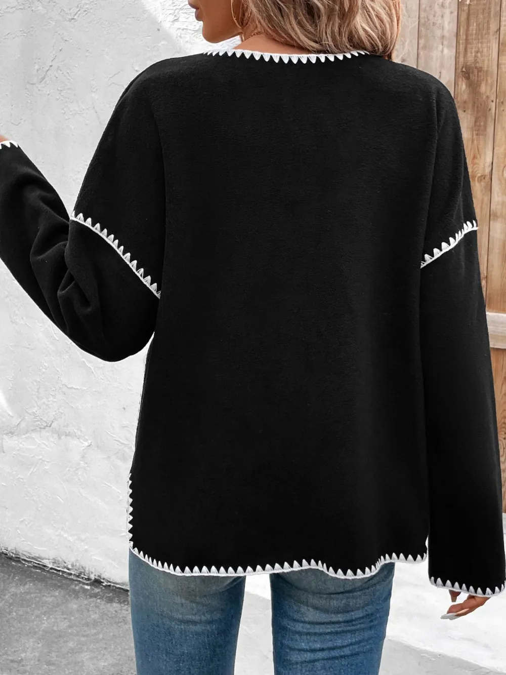 Pocketed Contrast Button Up Jacket, image 5