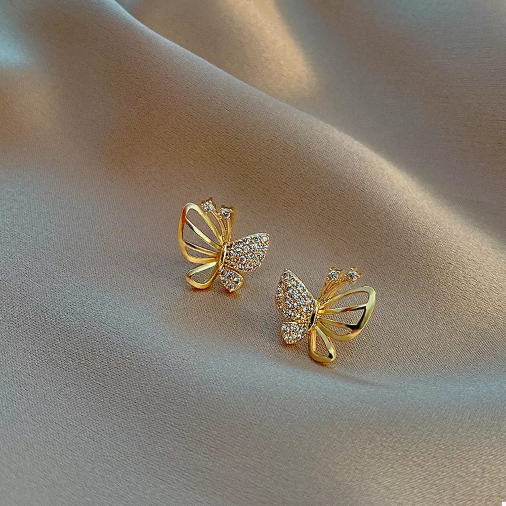 18K Gold-Plated Butterfly Stud Earrings, image 3