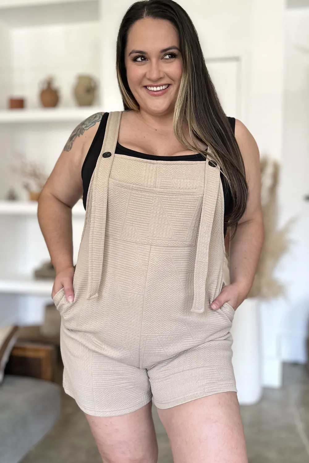 Full Size Texture Sleeveless Romper, image 20