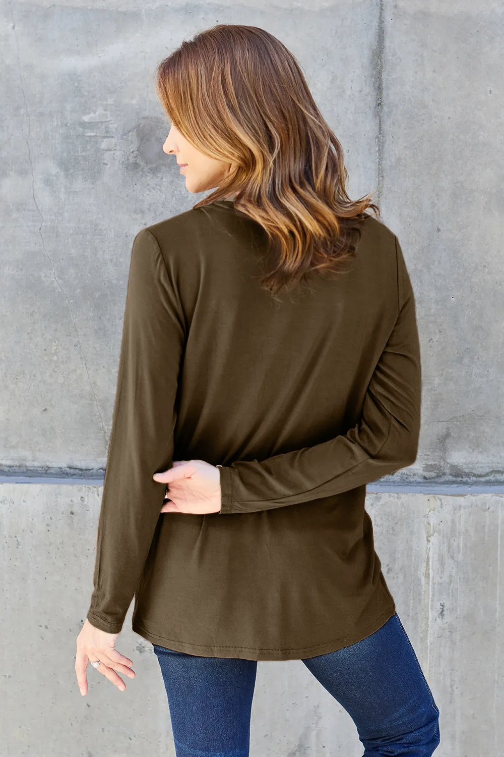 Full Size V-Neck Long Sleeve Top, image 25