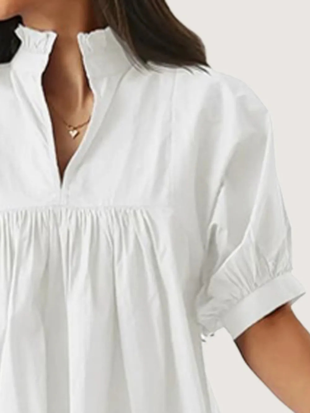 Notched Puff Sleeve Blouse, image 4