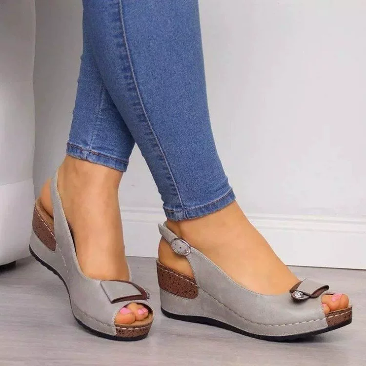 Peep Toe Wedge Sandals, image 5