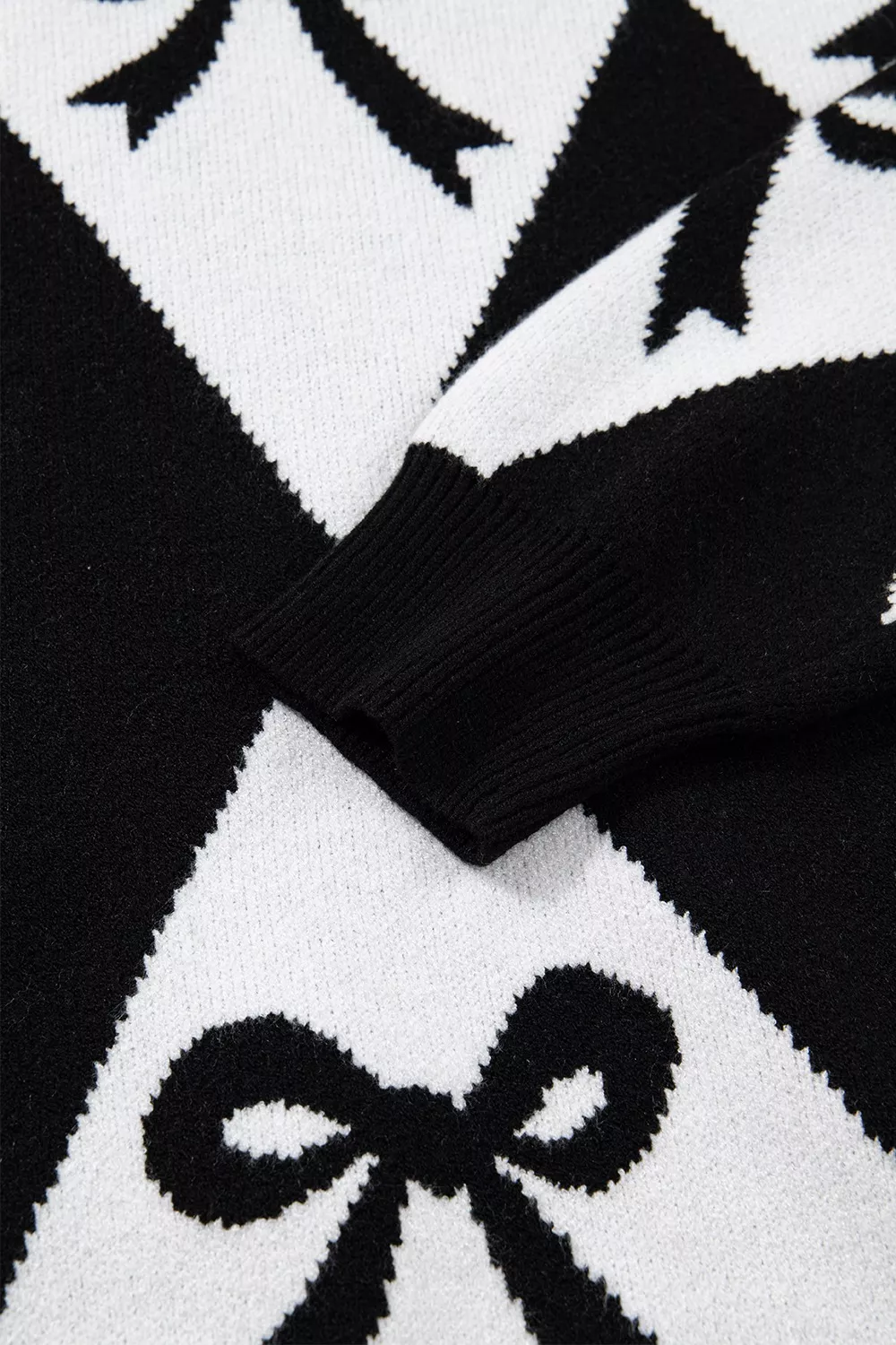 Bow Pattern Long Sleeve Contrast Sweater, image 8