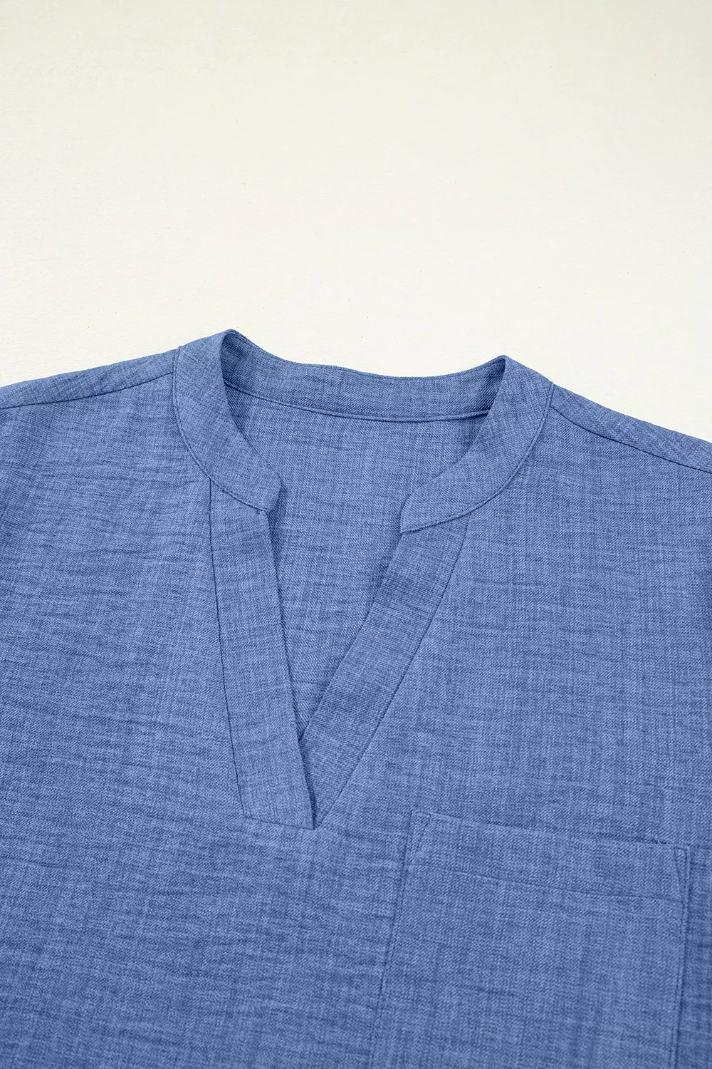 Casual Roll-Up Sleeve Notched Blouse, image 11