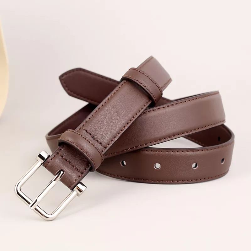 Silver Buckle Leather Belt, image 6
