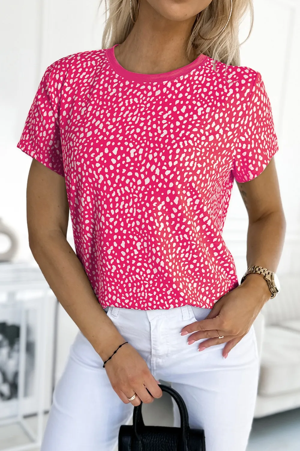 Animal Print Round Neck Short Sleeve T-Shirt, image 20