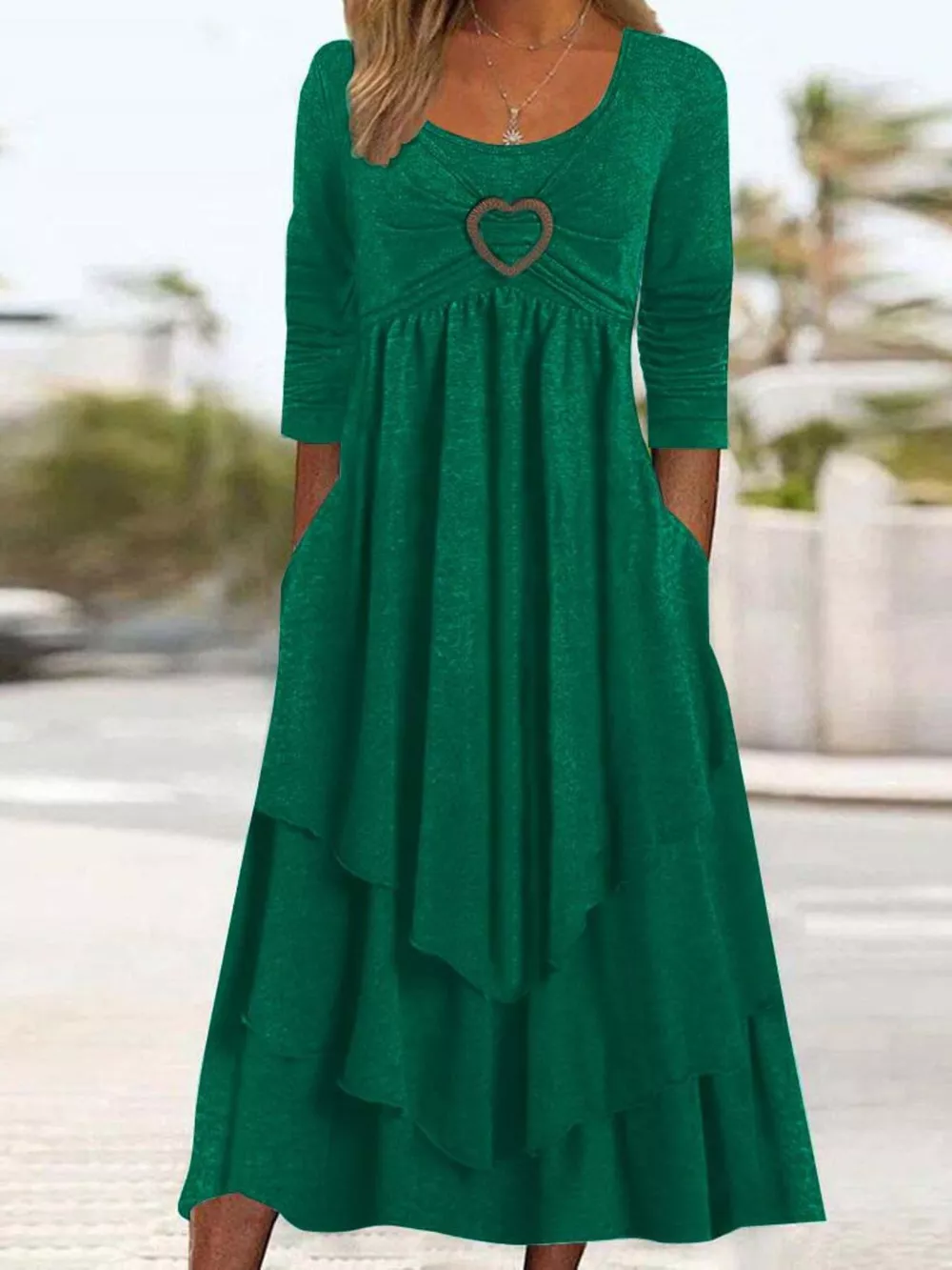 Full Size Heart-Decor Layered Midi Dress Plus Size, image 22