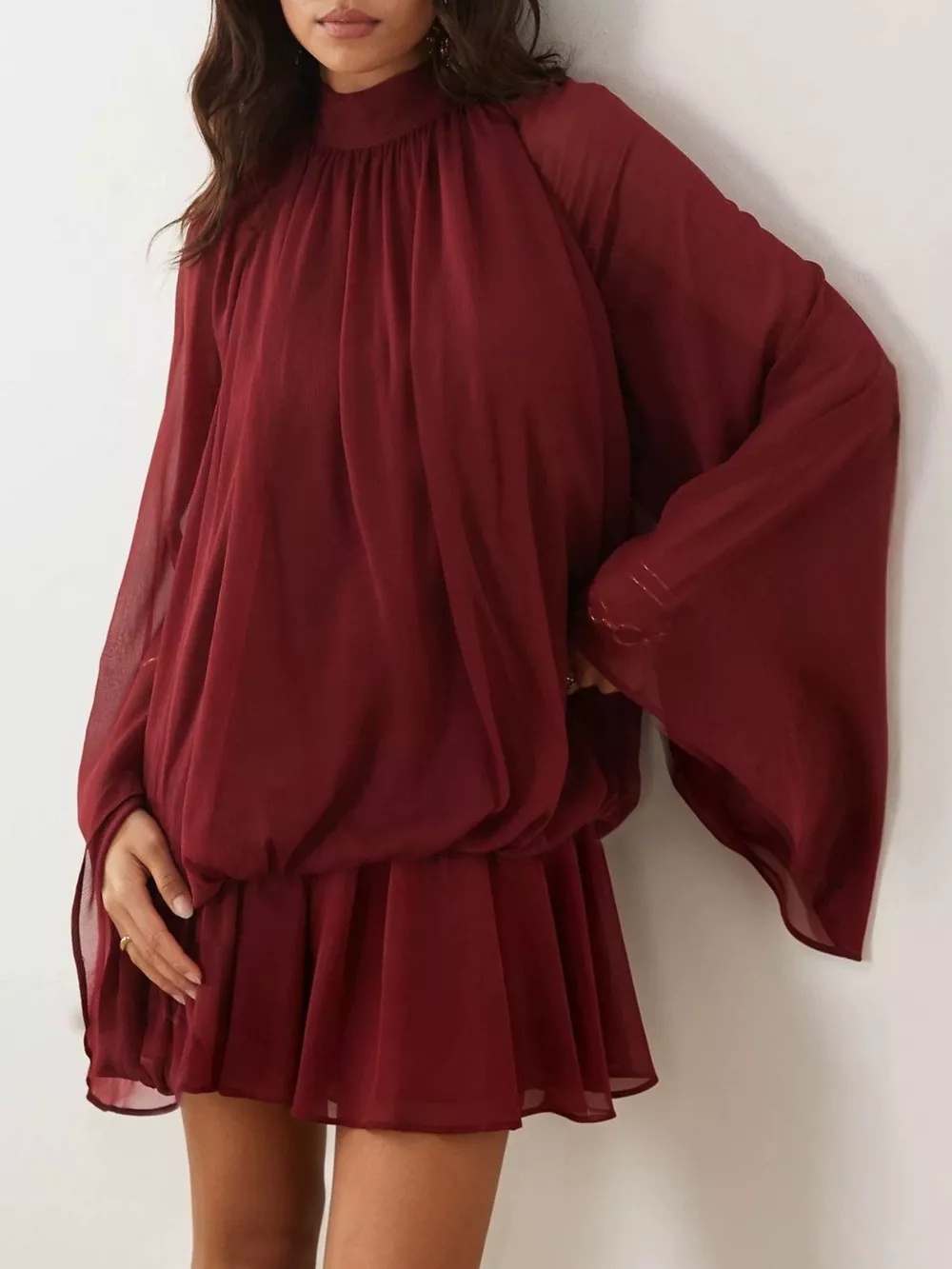 Tie Back Flare Sleeve Mini Dress, image 15