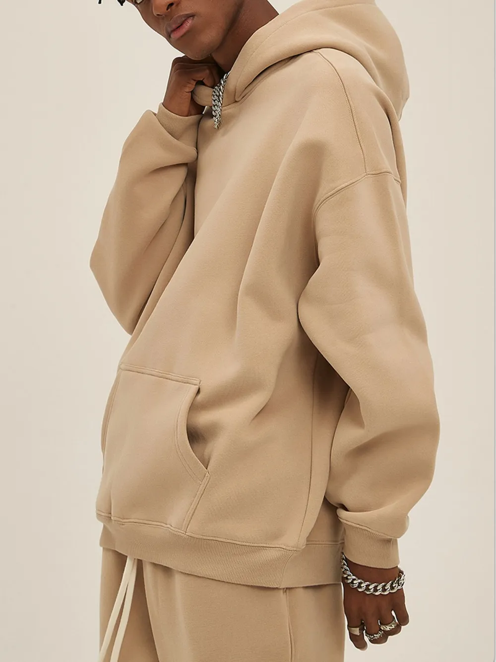 Men's Oversized Pocketed Long Sleeve Hoodie, image 8