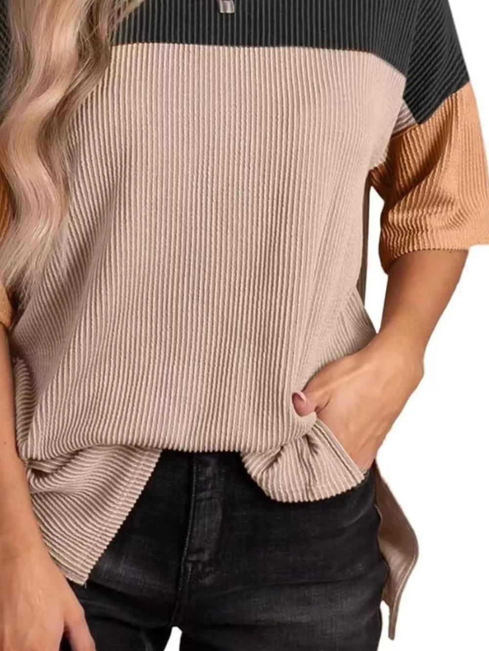 Color Block Half Sleeve Top, image 4