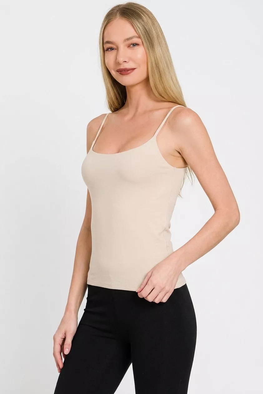 Double Layered Round Neck Spaghetti Cami, image 2
