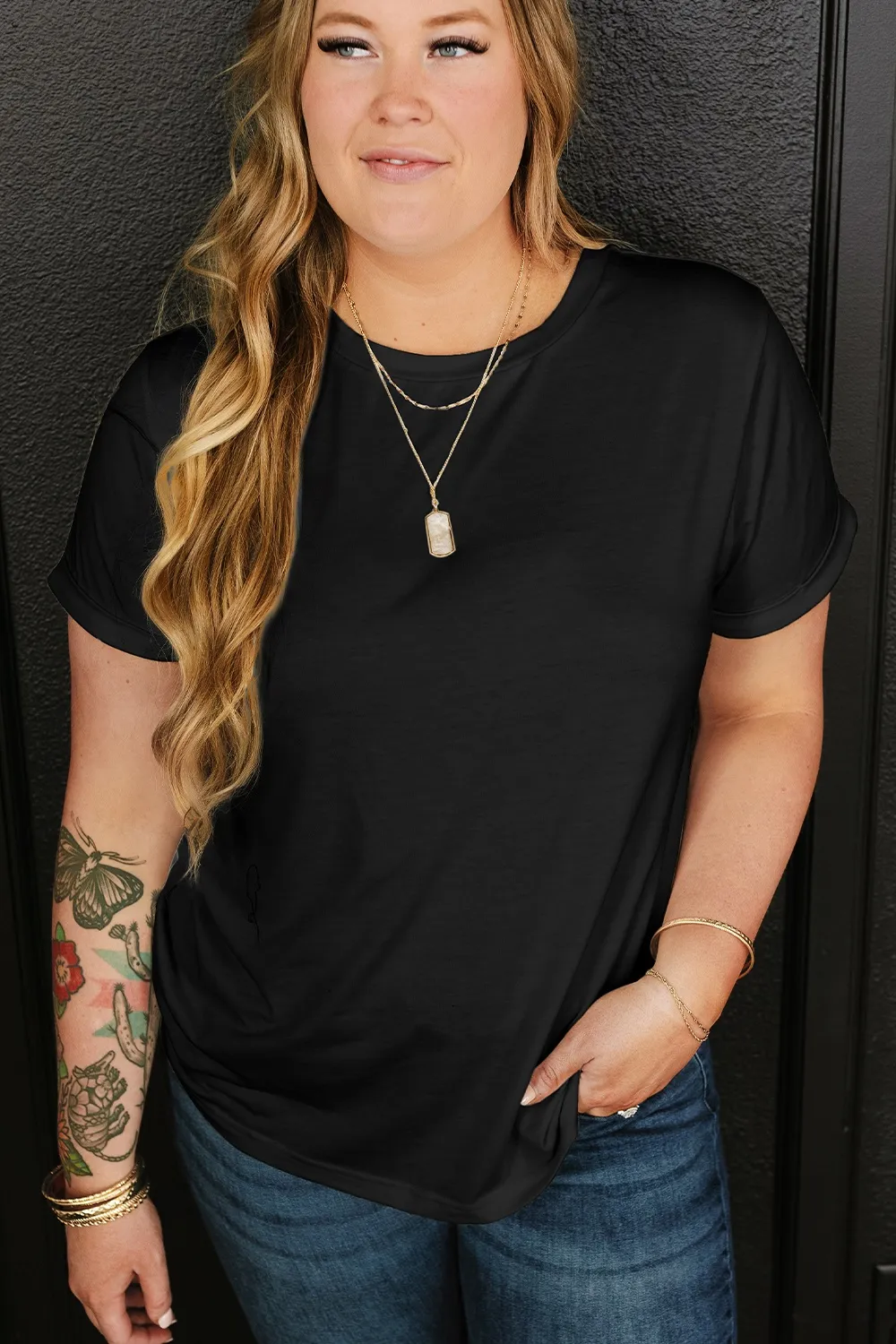Full Size Round Neck Short Sleeve T-Shirt, image 7