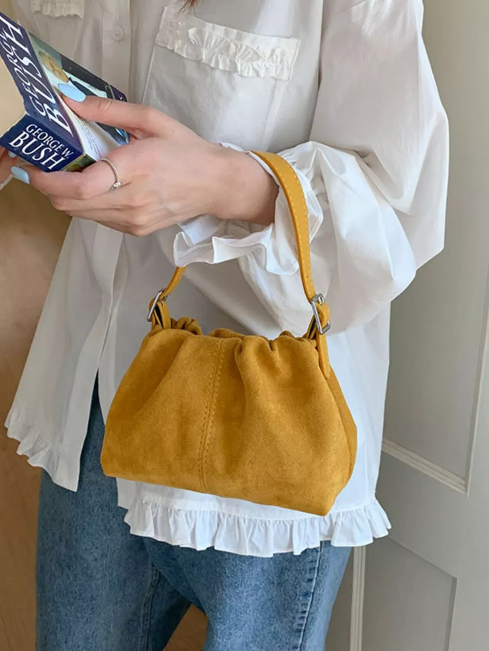 Suede Adjustable Strap Crossbody Bag, image 13
