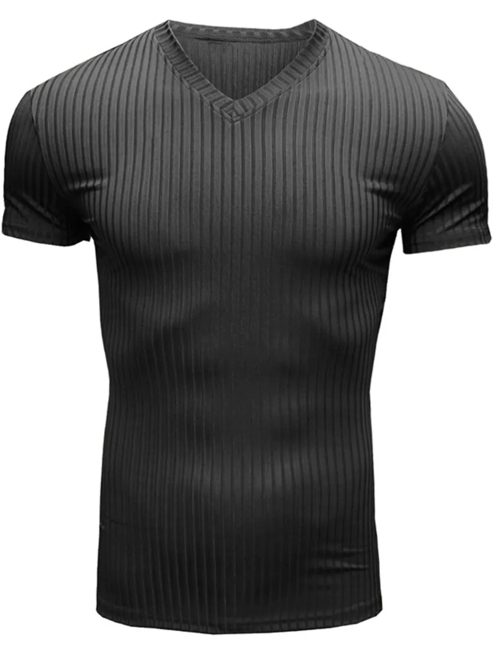 Men's Ribbed Short Sleeve Slim Fit T-Shirt, image 3