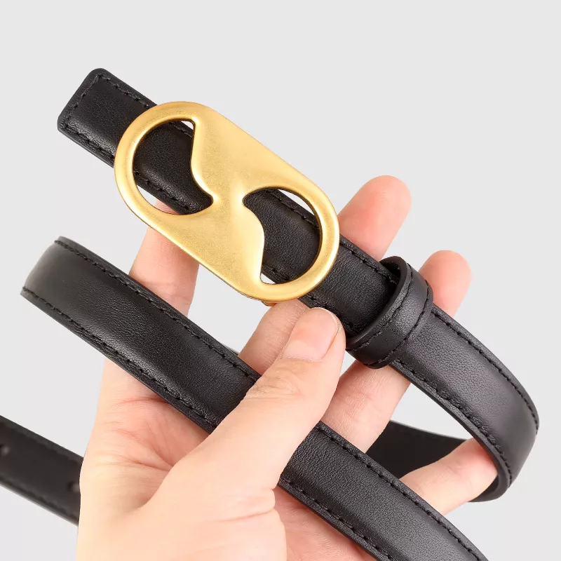 Leather Belt with Golden Buckle, image 3