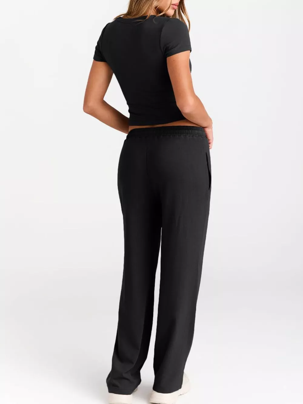 Round Neck Short Sleeve Tee and Pants Set, image 8