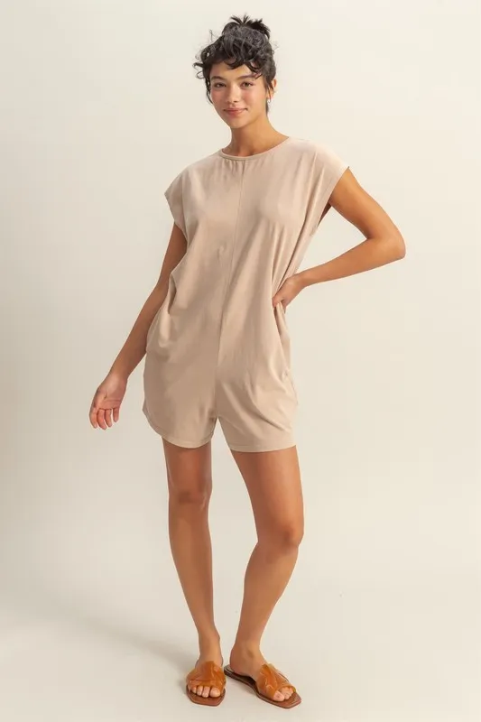 Round Neck Cap Sleeve Relaxed Fit Breezy Romper, image 4