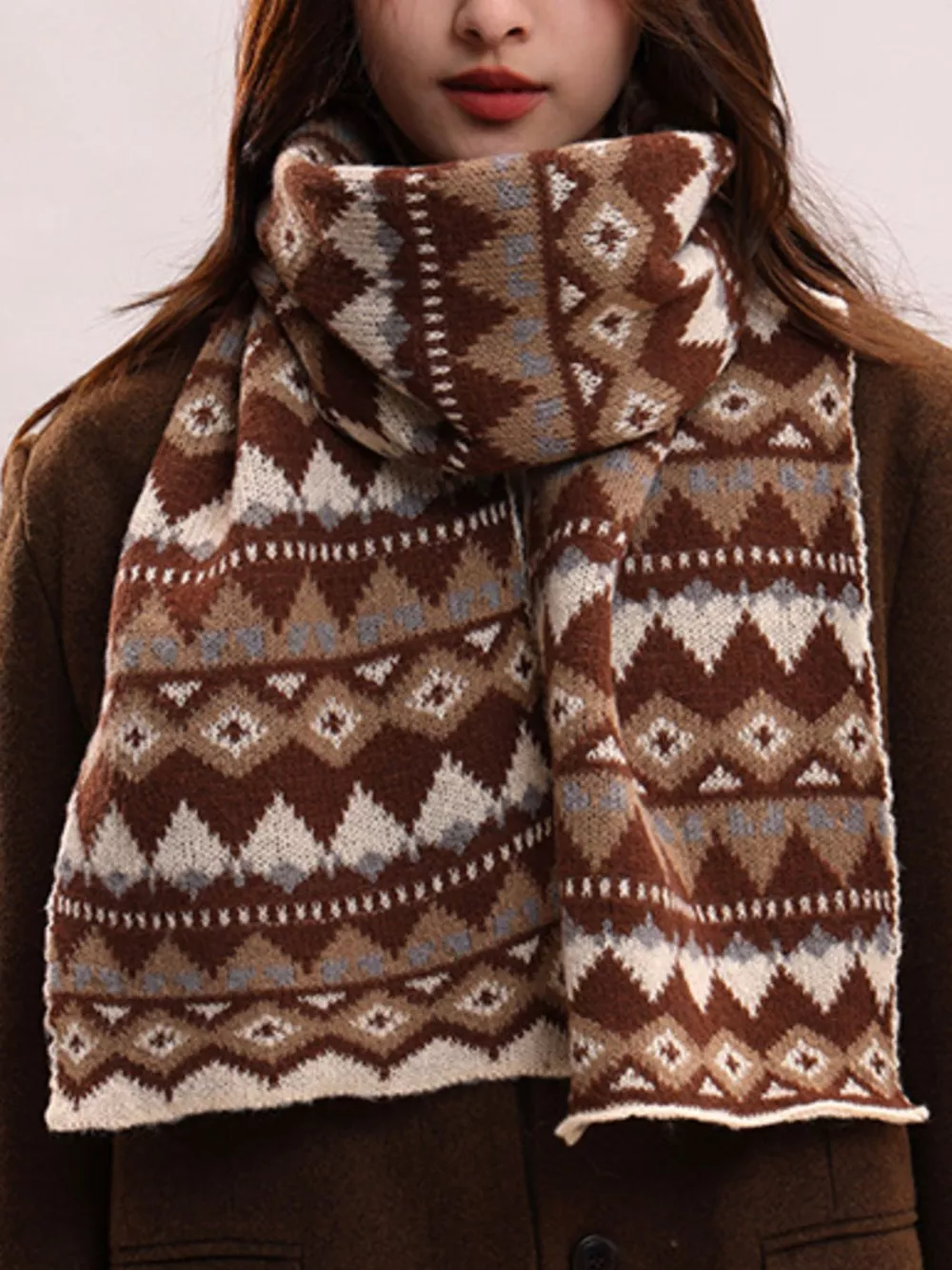 Vintage Geometric Knitted Scarf, image 6
