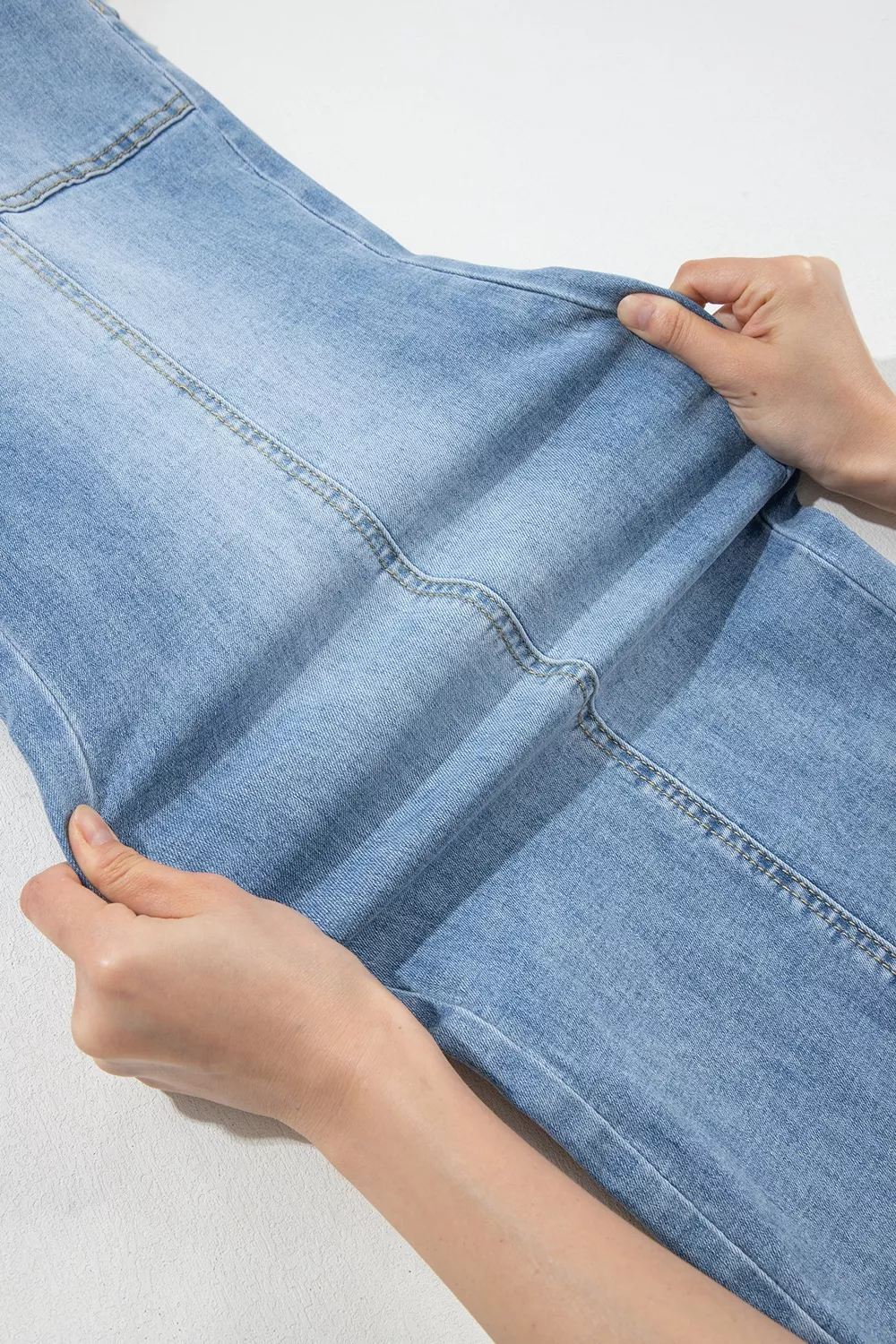 Drawstring Waist Wide Leg Ankle Length Jeans, image 10