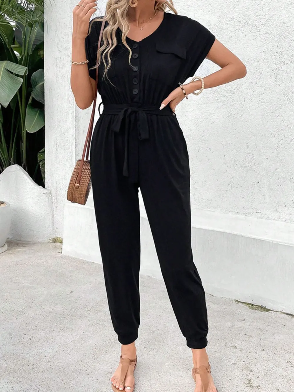 V-Neck Short Sleeve Jumpsuit, image 6