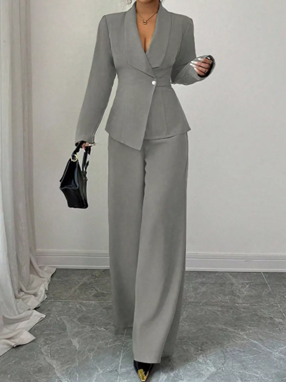 One Button Blazer and Pants Set, image 30