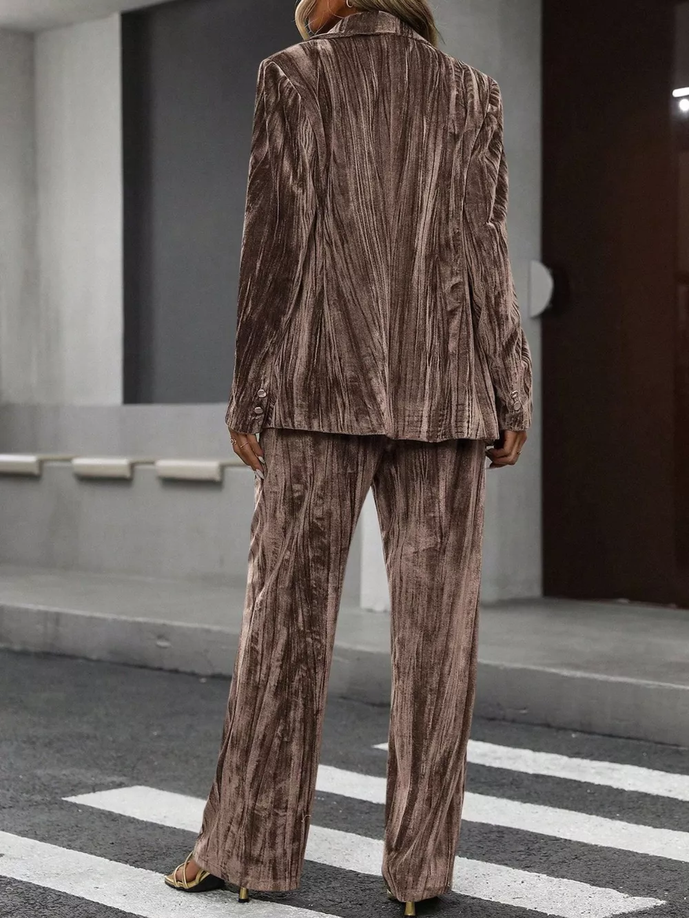 Lapel Collar Long Sleeve Blazer and Pants Set, image 16