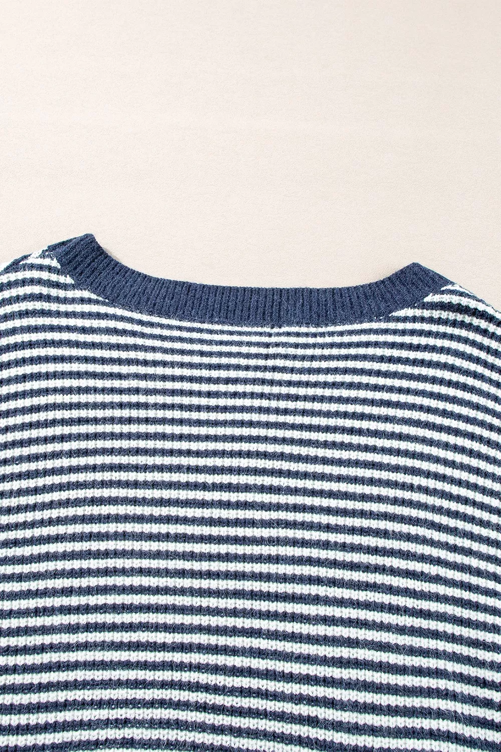Striped Lantern Sleeve Drop Shoulder Cozy Sweater, image 10