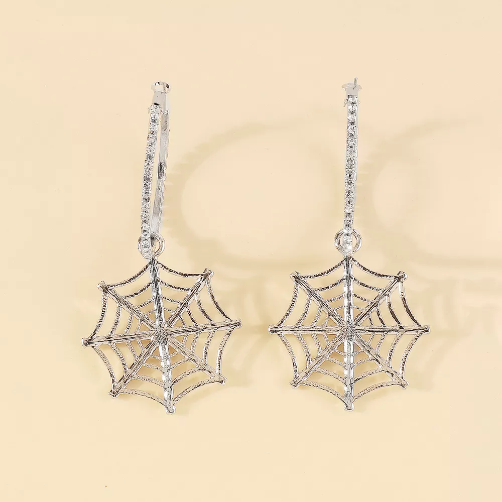 Halloween Spider Web Dangle Hoop Earrings, image 11