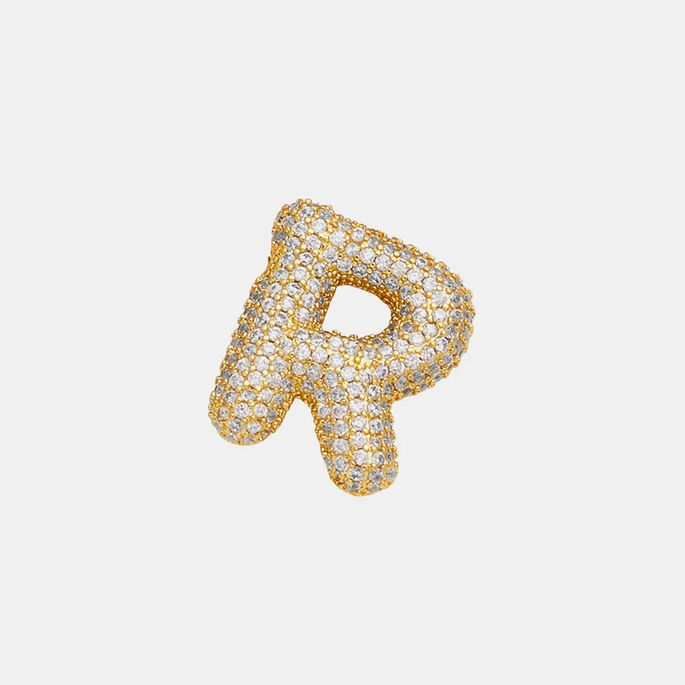 Inlaid Zircon Bubble Initial Necklace, image 9