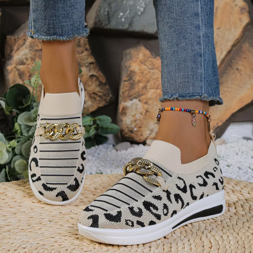 Leopard Round Toe Slip Ons, image 9